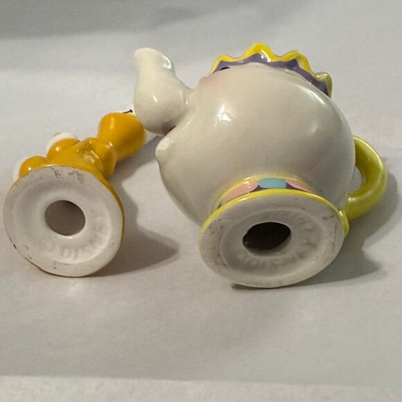 1990s lot of 2 Disney Beauty and the Beast Mrs Potts and Lumiere set 3.5 inch - Picture 6 of 8